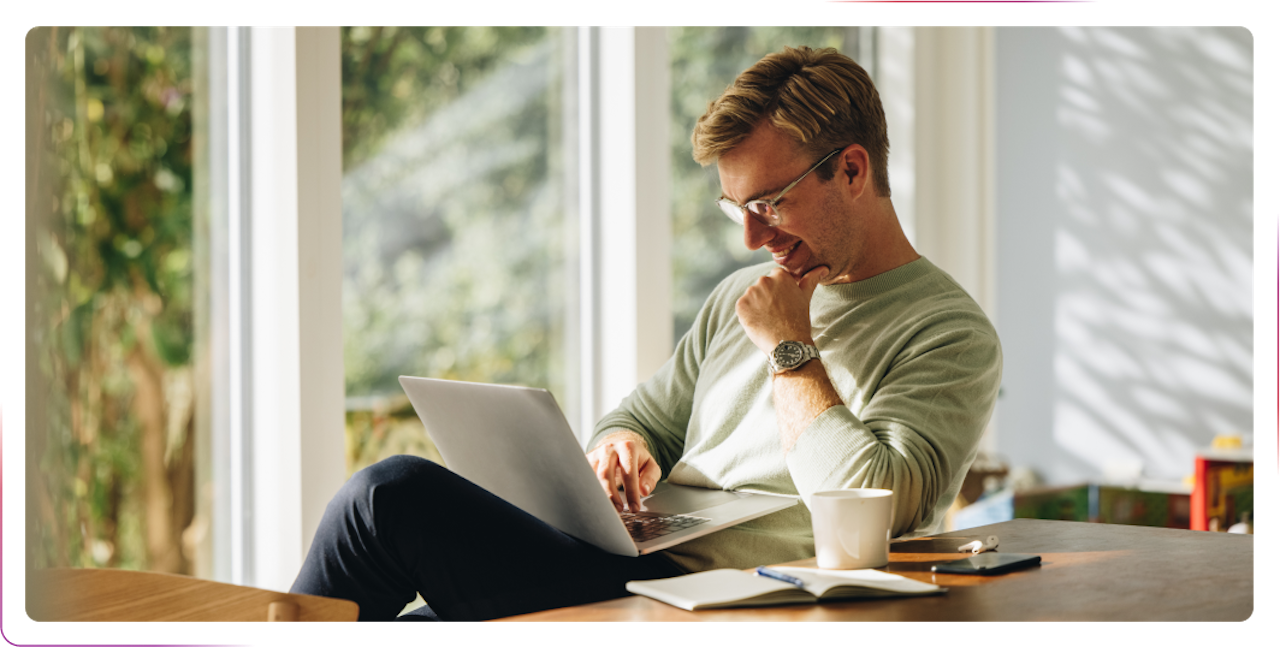 young man using a laptop