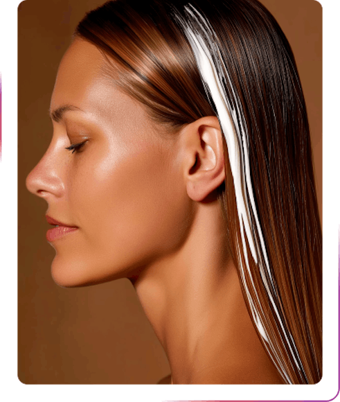 young woman with a white strand of hair