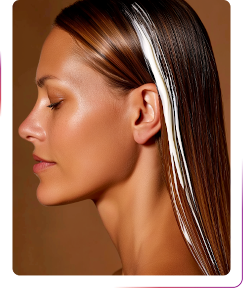 young woman with a white strand of hair