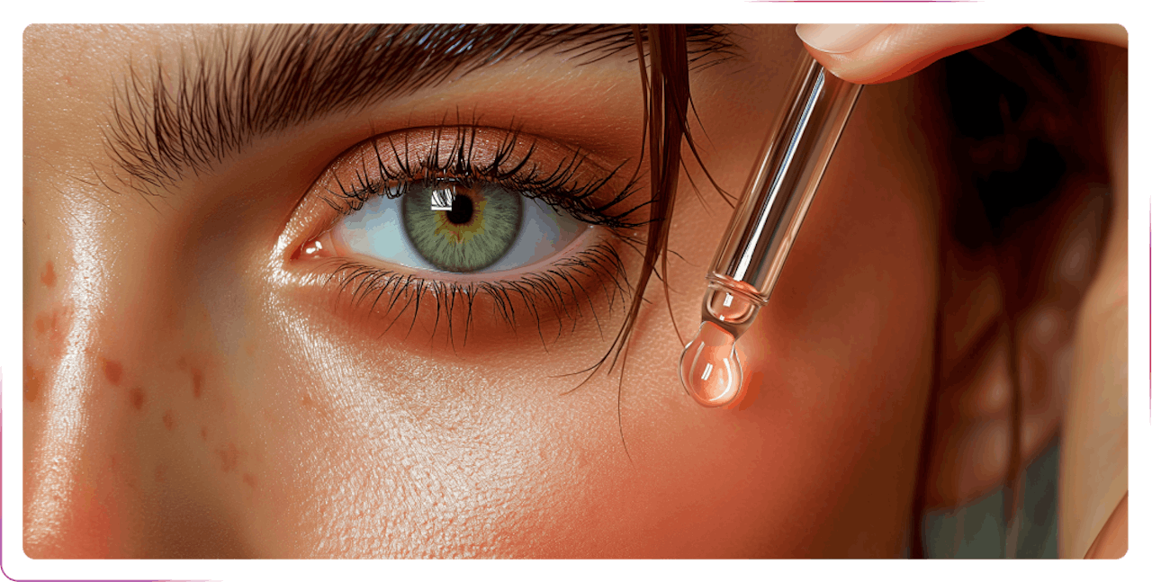 a serum next to an eye