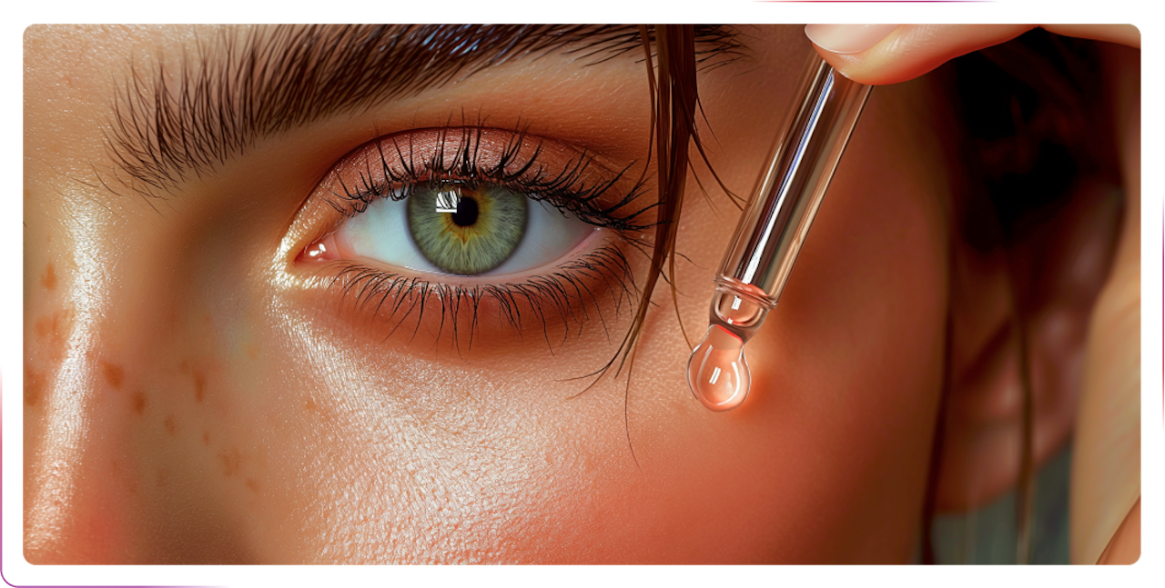 a serum next to an eye