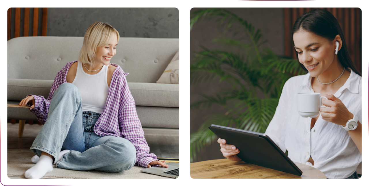 young women using tablets