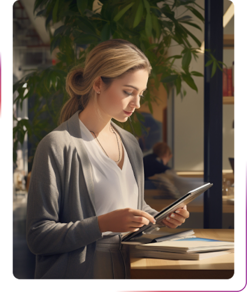 young girl using tablet