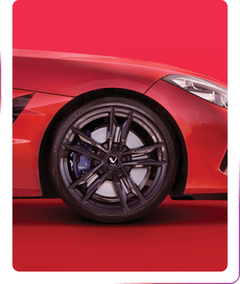 wheel of a red car