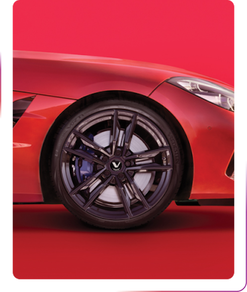 wheel of a red car