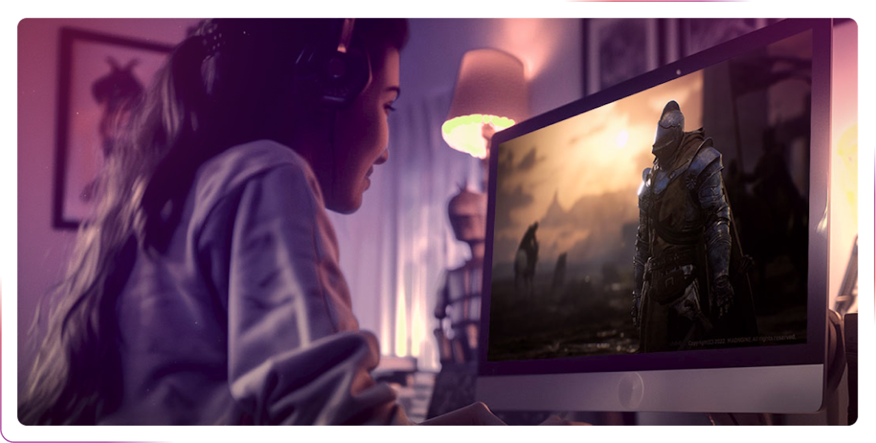 young girl playing a game