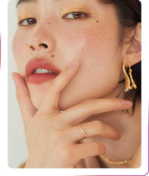 young girl wearing gold earring