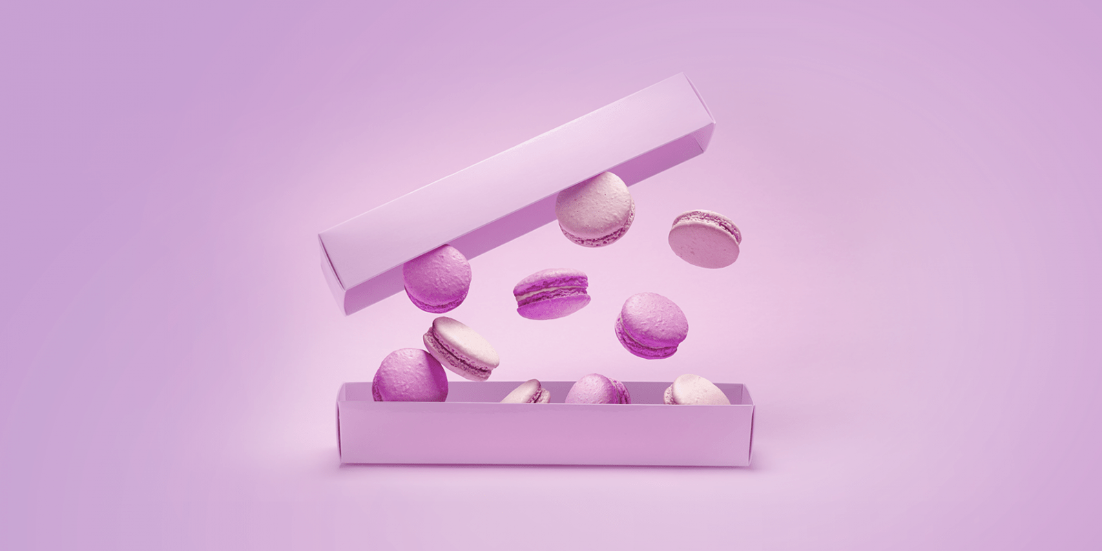 Abstract box with pink cookies