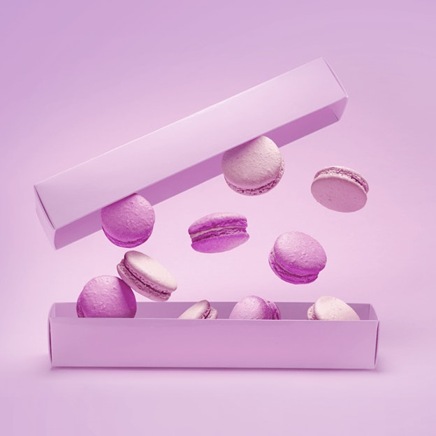 Abstract box with pink cookies