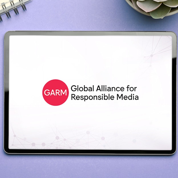 tablet with GARM logo displayed
