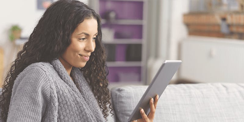 Woman reading news