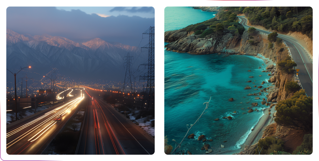 road with lights and seaside