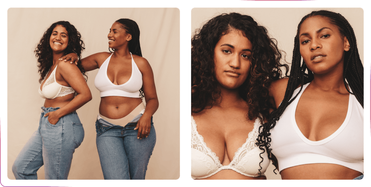 young girls wearing bras