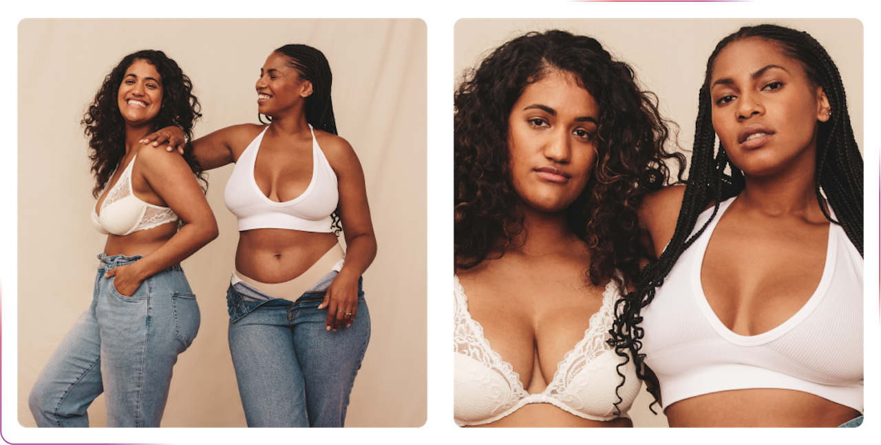 young girls wearing bras