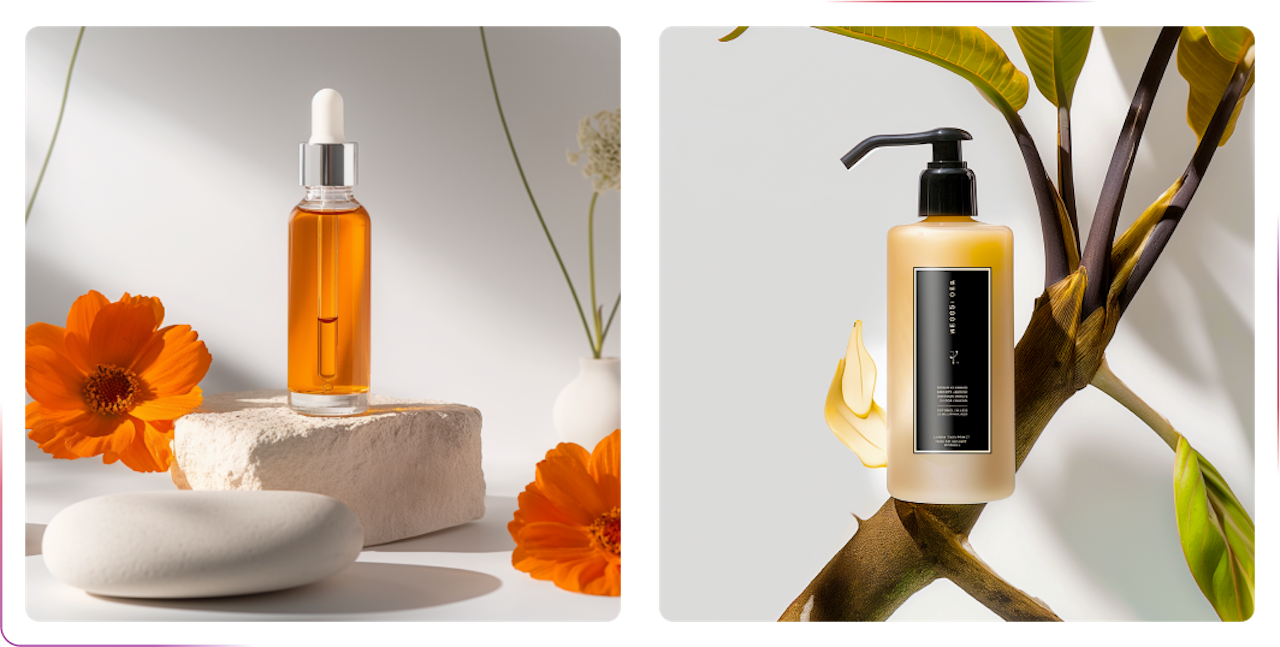bottles of cosmetics