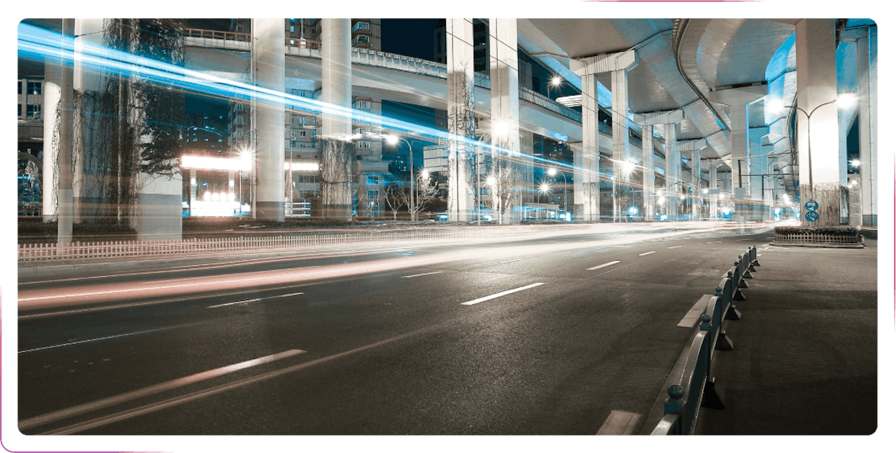 fast road with lights
