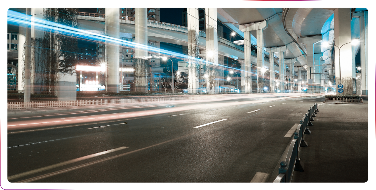 fast road with lights