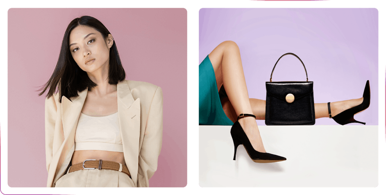 young fashion girl and black high heels with hand bag