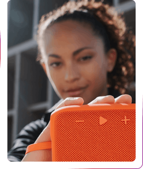 young girl holding a loudspeaker