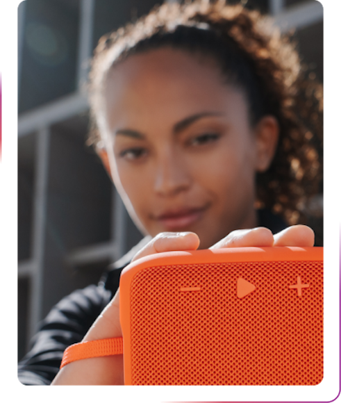young girl holding a loudspeaker