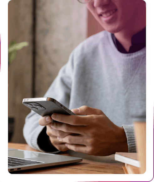 young boy using a phone