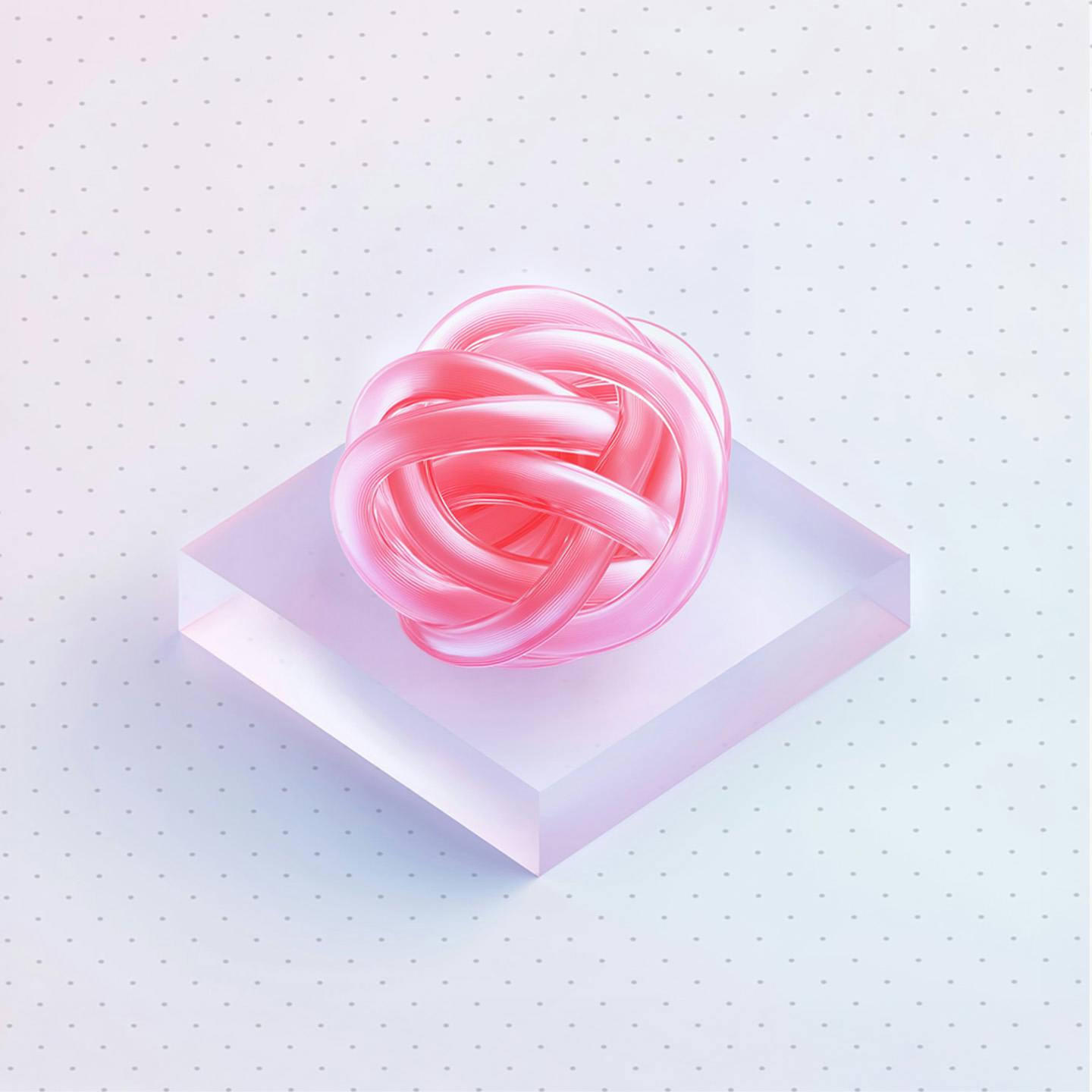 a ball of knots on a glass base
