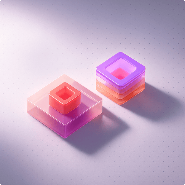 3D Render of Nested Translucent Cubes in Warm and Cool Gradients 3D Render of Nested Translucent Cubes in Warm and Cool Gradients