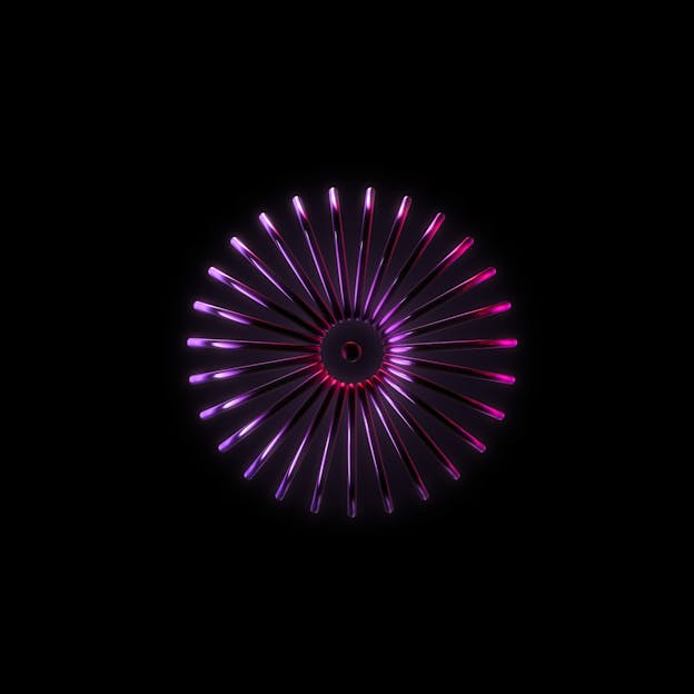 Radial Neon Spokes in Pink and Purple Gradient on Black Background Radial Neon Spokes in Pink and Purple Gradient on Black Background