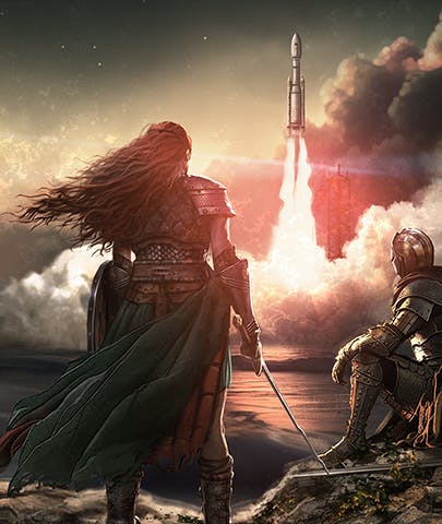 warriors watching a rocket launch