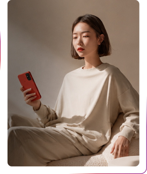 young girl using a smartphone