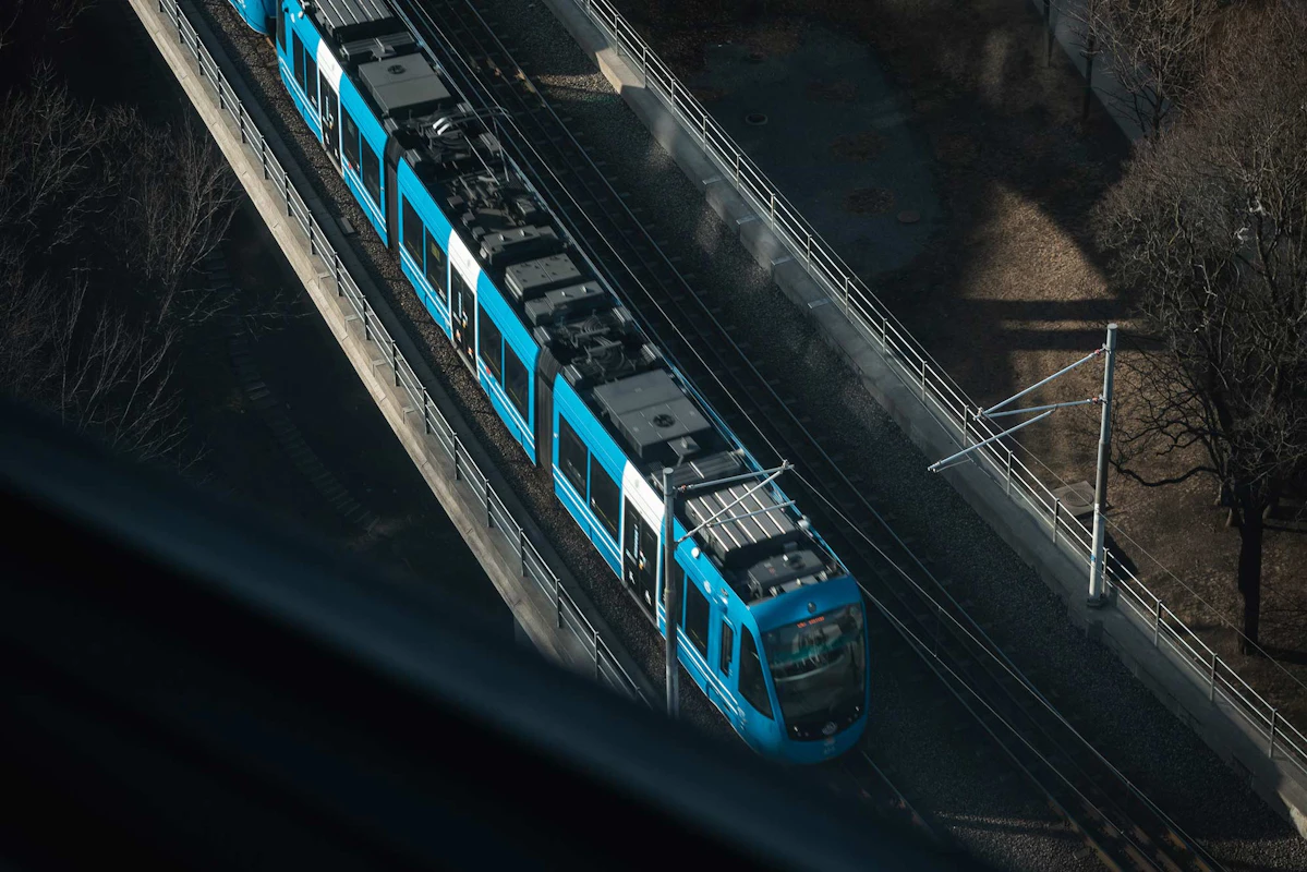 Image of a blue train