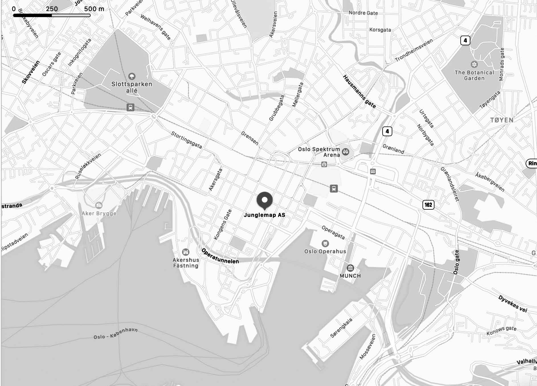 Kart som viser Junglemaps kontor i Oslo