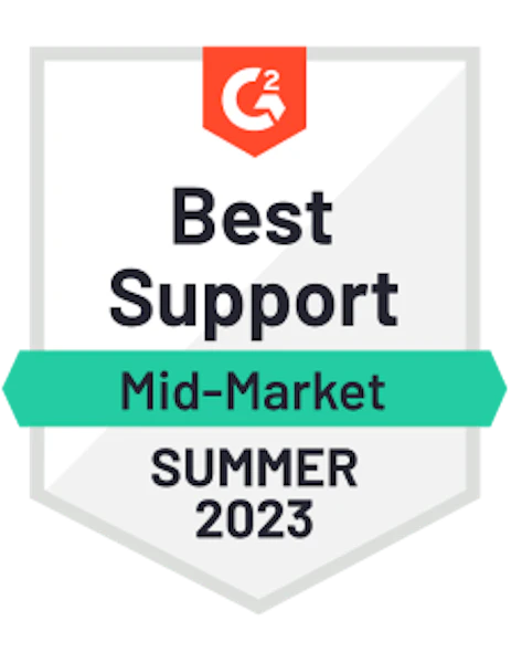 G2 Bästa support Mid-Market intyg