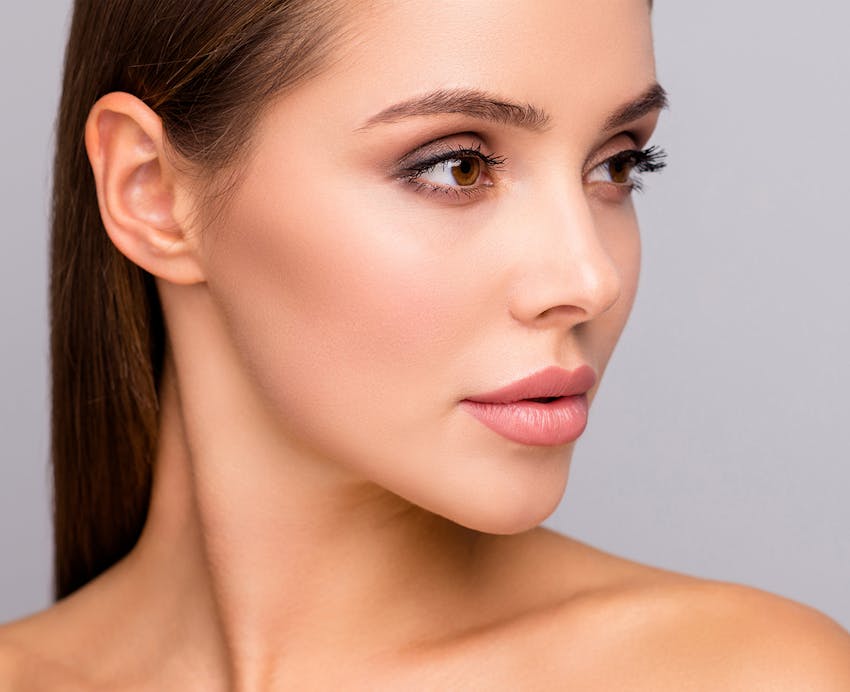 woman with pink plump lips