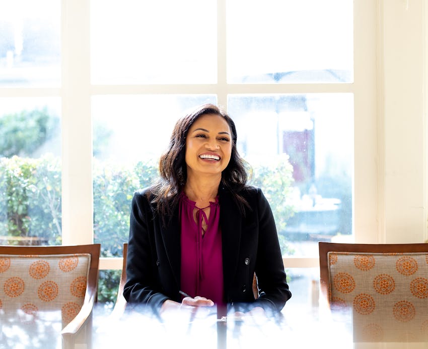 Patient in waiting room smile