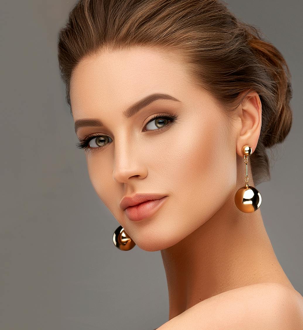 woman with brown hair and her hair up