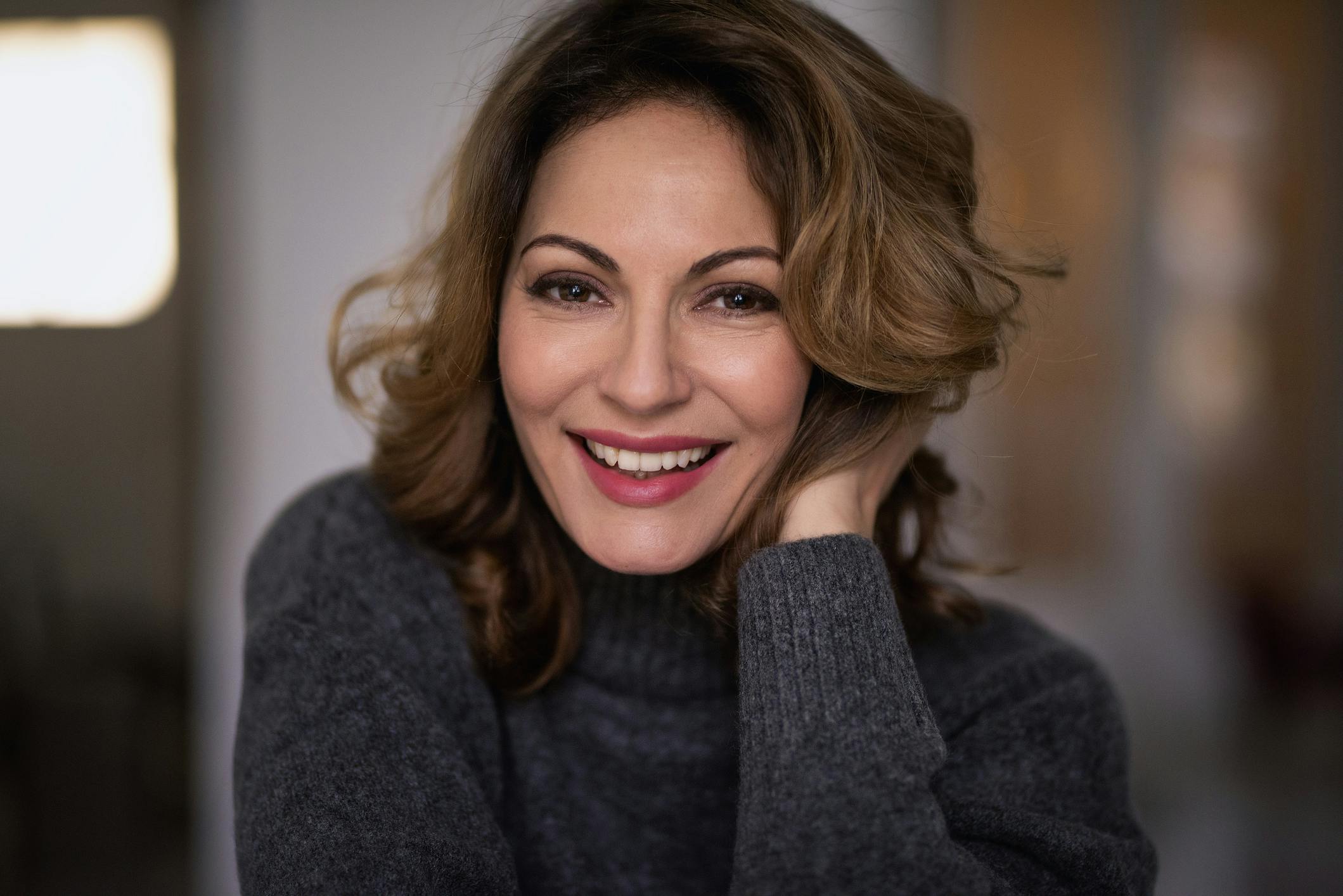 Woman wearing a cardigan