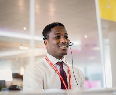 Employee providing HR advice to a client over the phone