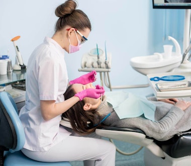Dentist working on a patient