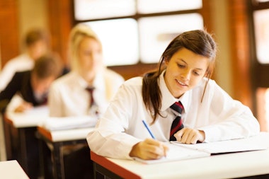 Students working at desks