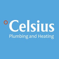 The image shows a blue company logo and says Celsius Plumbing and Heating.