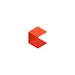 A company logo that shows an orange shape against a white background.