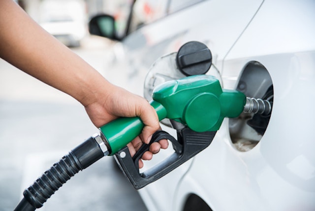 A car being filled with petrol