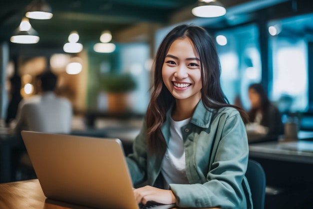 a woman working at a computer