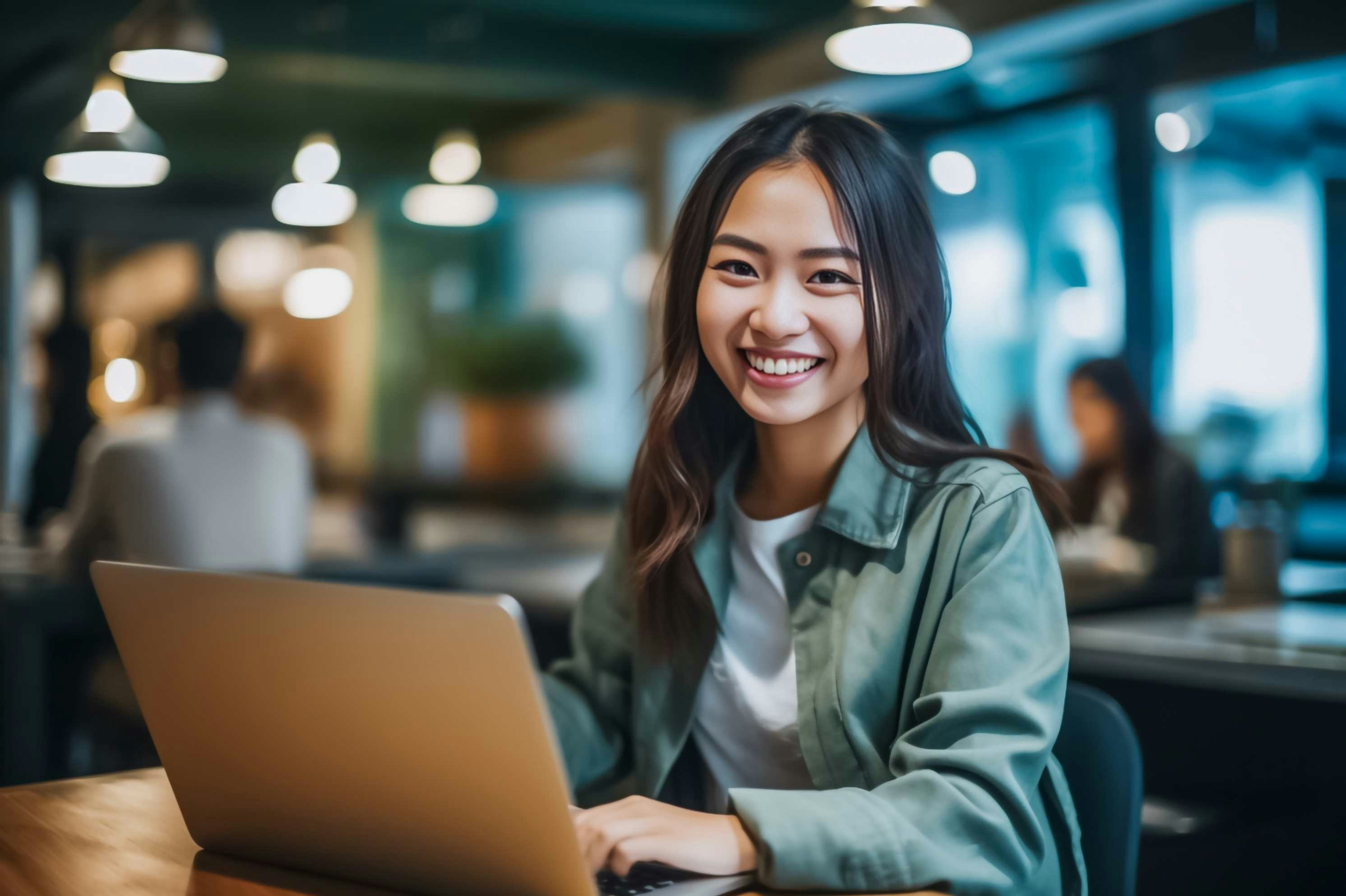 a woman working at a computer