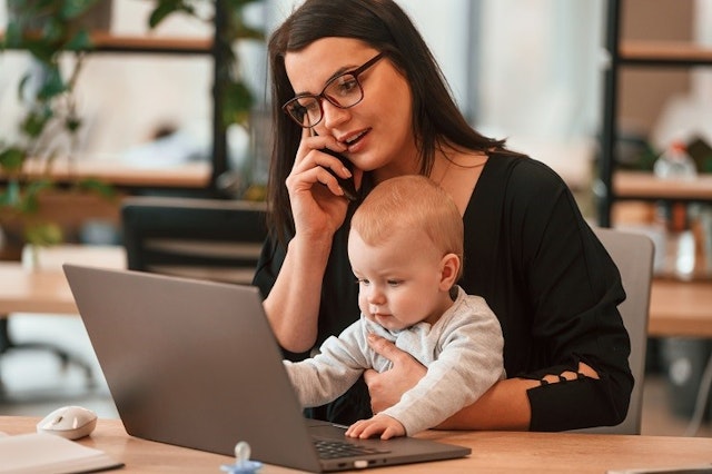 Someone working with a child.