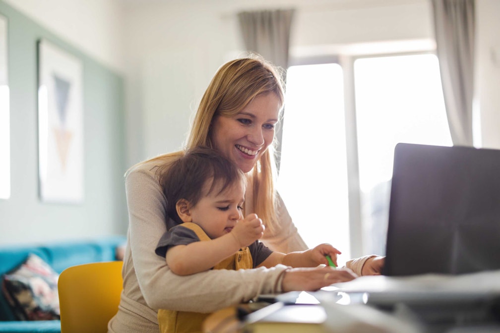 a woman with her baby