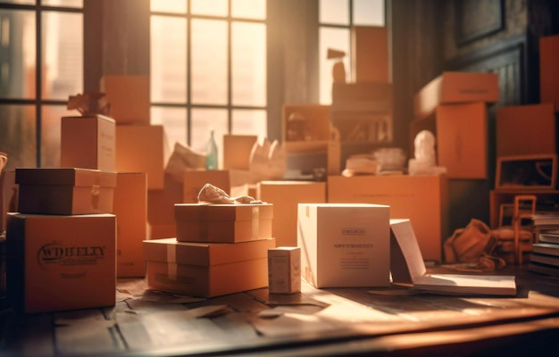 boxes in a room