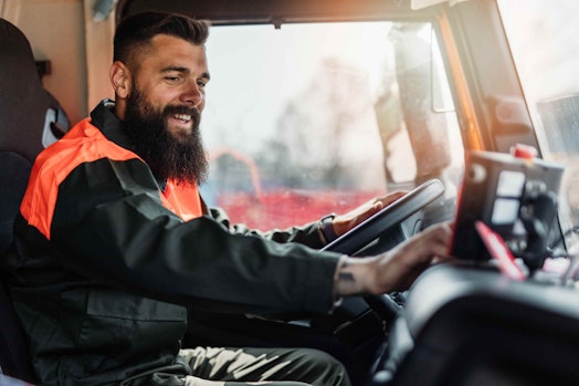 a hgv driver in his vehicle