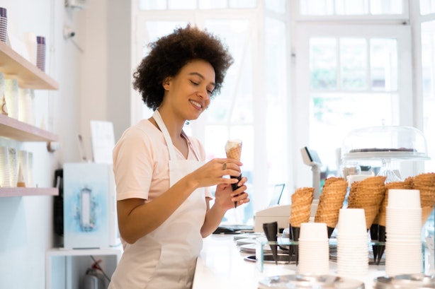 women at the ice cream shop